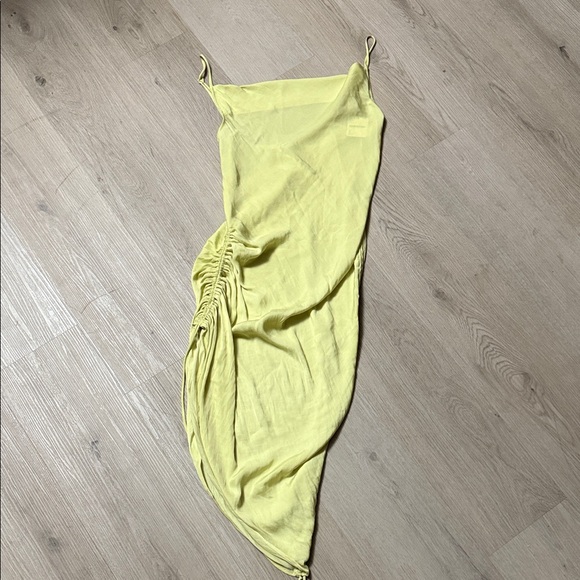NWT Free People Square Neck Ruched Sexy Yellow Midi Dress - Picture 1 of 6